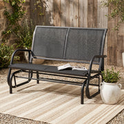 Outsunny - Patio Double Glider Outdoor Steel Sling Fabric Gliding Bench Garden Swing Chair Heavy-Duty Porch Rocker Garden Loveseat Grey