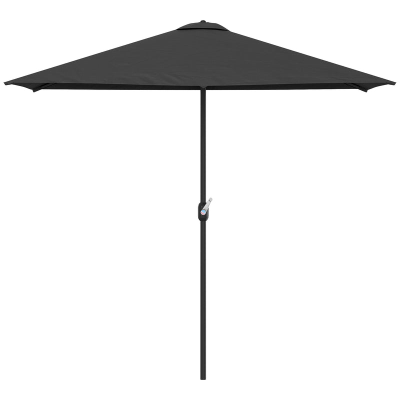 Outsunny - 8ft Half Round Umbrella Outdoor Balcony Parasol Patio Garden Outdoor Window Sun Shade w/ 5 Ribs, Black — 84D-074V00BK
