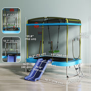 Qaba 6.9FT Kids Trampoline with Safety Net, Slide, Swing, Toddler Trampoline for 3-6 Years Old Outdoor