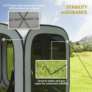 Outsunny - 11 x 11ft Pop Up Screen Tent, UPF50+ Portable Camping Gazebo Screen House with Carry Bag, Light Grey