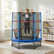 Aosom 55" Kids Trampoline with Enclosure Net for Indoor/Outdoor, Trampoline for Boys and Girls Age 3-6 Years, Blue