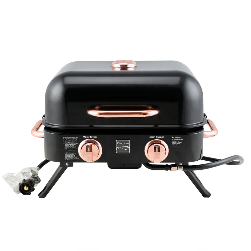 Kenmore 2 Burner Retro Tabletop Gas Grill - Black/Copper