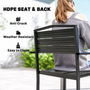 Outsunny - Stackable Patio Chairs Set of 4, Outdoor Dining Chairs with Slatted HDPE Seat, Armrests for Garden, Backyard, Black