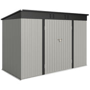 9' x 4' Galvanized Steel Garden Storage Shed with Lockable Doors, Gloves and 2 Air Vents for Backyard, Patio, Lawn