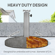 Round Patio Umbrella Base, 26 lbs Resin Umbrella Stand Base, Heavy Duty Patio Umbrella Holder, Bronze