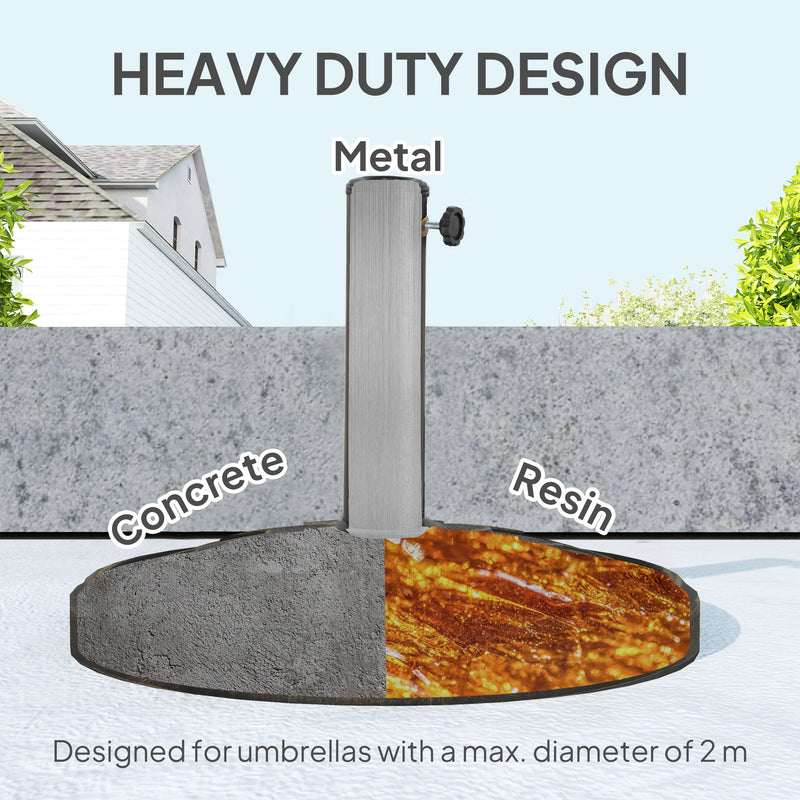 Round Patio Umbrella Base, 26 lbs Resin Umbrella Stand Base, Heavy Duty Patio Umbrella Holder, Bronze