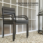 Outsunny - 2 Piece Outdoor Dining Chairs with Aluminum Frame, Soft Cushion, for Deck, Garden, Balcony, Poolside, Grey