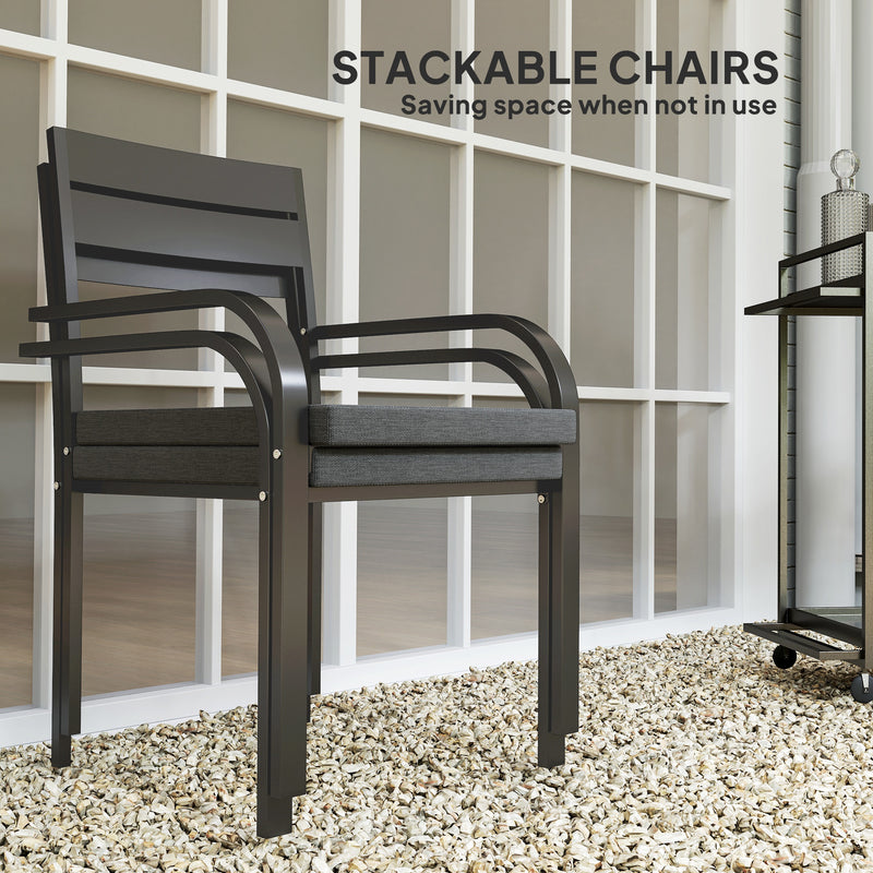 Outsunny - 2 Piece Outdoor Dining Chairs with Aluminum Frame, Soft Cushion, for Deck, Garden, Balcony, Poolside, Grey