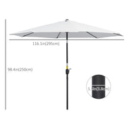 10' x 8' Round Market Umbrella, Patio Umbrella with Crank Handle and Tilt, Outdoor Parasol for Garden, White