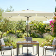 6.5x4ft Rectangle Patio Umbrella Aluminum Tilt Adjustable Garden Parasol Sun Shade Outdoor Canopy Cream White