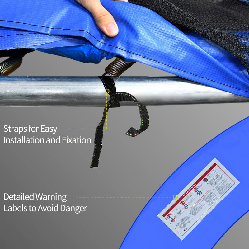 Aosom 12ft Trampoline Pad, Trampoline Replacement Safety Pad Mat Spring Cover, Water-Resistant, UV-Resistant, Tear-Resistant Edge Protection, No Holes for Pole, Blue