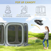 Outsunny - 11 x 11ft Pop Up Screen Tent, UPF50+ Portable Camping Gazebo Screen House with Carry Bag, Light Grey