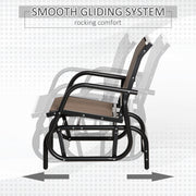 Outsunny - Patio Glider Outdoor Glider Chair with Breathable Mesh Seat & Backrest, Armrests and Metal Frame, Brown