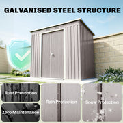 7' x 4' Galvanised Steel Garden Shed, with Foundation Kit - Grey