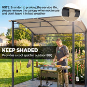 Outsunny - 7' x 5' BBQ Grill Gazebo Tent, Garden Grill Canopy with Steel Frame and Hooks, Outdoor Sun Shade, Khaki