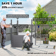 4.6' x 9' Steel Outdoor Storage Shed, Lean to Shed, Metal Tool House with Foundation Kit, Lockable Doors, Gloves and 2 Air Vents for Backyard, Patio, Lawn, Grey