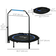 Soozier 40" Foldable Mini Fitness Trampoline, with Adjustable Foam Handle, Blue