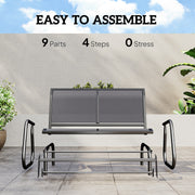Outsunny - Patio Double Glider Outdoor Steel Sling Fabric Gliding Bench Garden Swing Chair Heavy-Duty Porch Rocker Garden Loveseat Grey