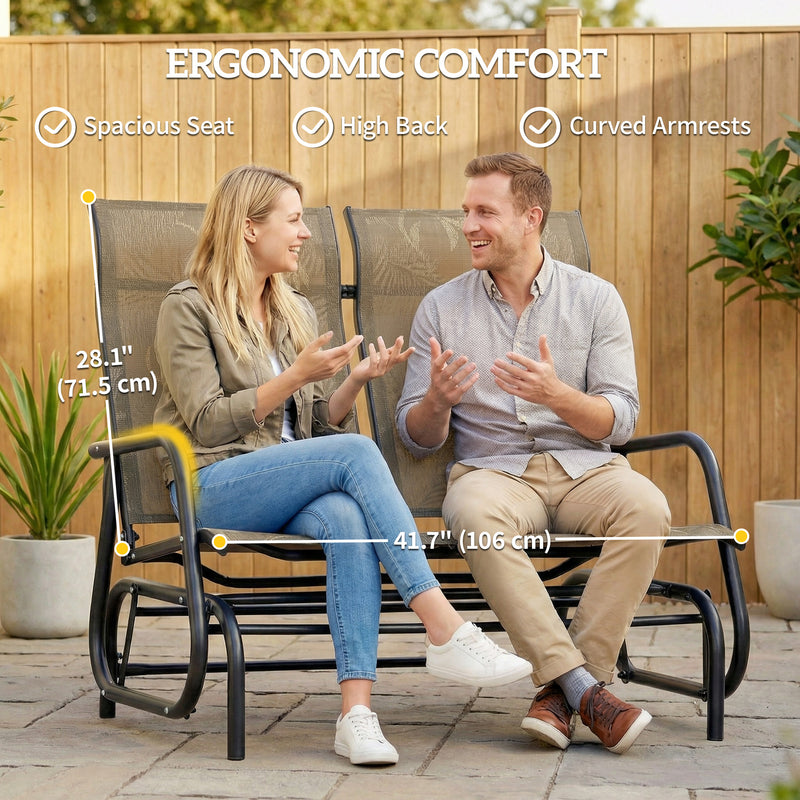 Outsunny - Outdoor Glider Bench, Patio Glider for 2 Persons, Brown