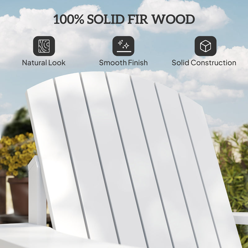 Outsunny - Classic Adirondack Chair Muskoka Chair, Garden Deck Chair with Cup Holder for Patio, Indoor, Backyard, White