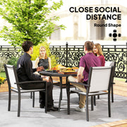 Outsunny - 5 Piece Outdoor Dining Set with Round Table and 4 Stackable Chairs, for Backyard, Lawn, Deck, Balcony, Pool Side