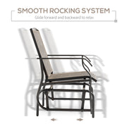 Outsunny - 2 Pieces Outdoor Glider Chairs, 2 Person Glider Rocking Chair Set with Breathable Mesh Fabric, Steel Frame, Dark Brown