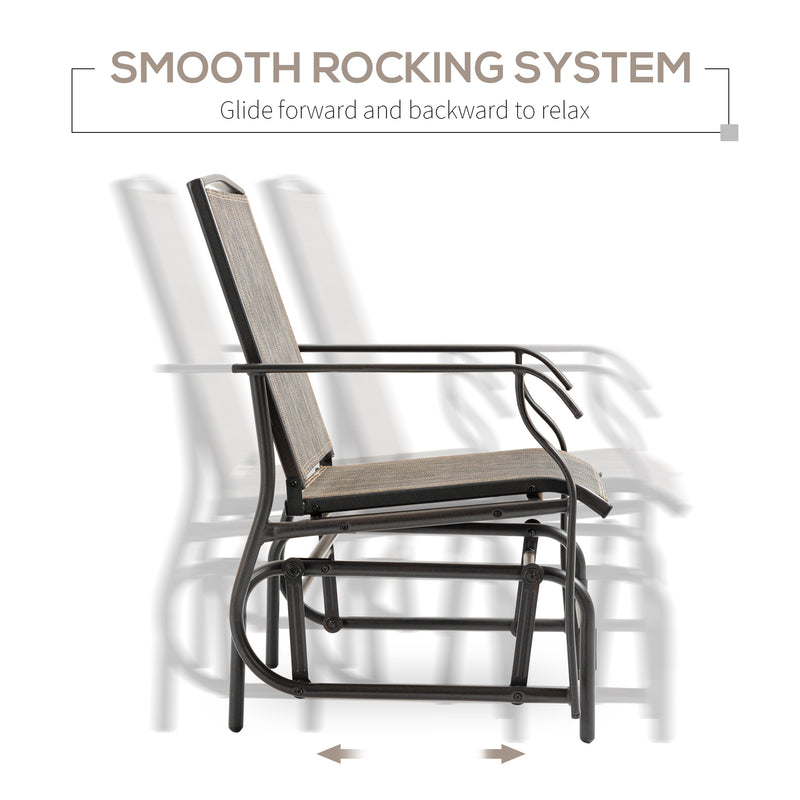 Outsunny - 2 Pieces Outdoor Glider Chairs, 2 Person Glider Rocking Chair Set with Breathable Mesh Fabric, Steel Frame, Dark Brown