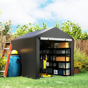 Portable Bicycle Shed with Galvanised Steel Frame and Large Door, Waterproof Outdoor Shed for Garden Tools, Black
