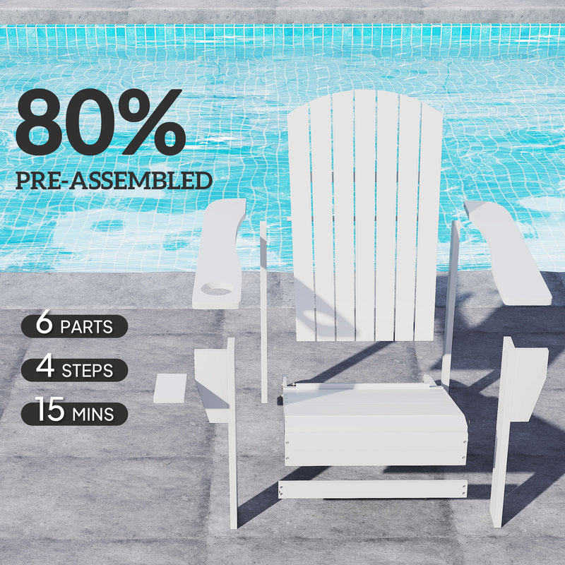 Outsunny - Classic Adirondack Chair Muskoka Chair, Garden Deck Chair with Cup Holder for Patio, Indoor, Backyard, White