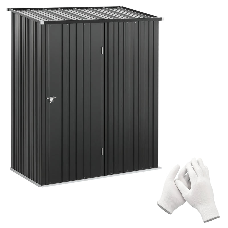 5' x 3' Outdoor Storage Shed, Steel Garden Shed with Single Lockable Door, Tool Storage Shed for Backyard, Black