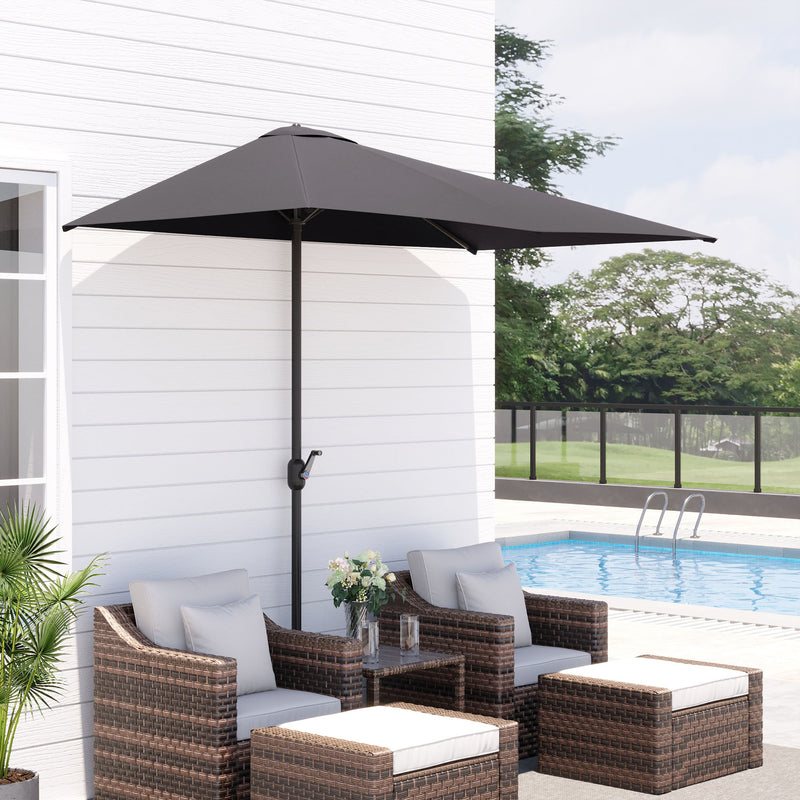 Outsunny - 8ft Half Round Umbrella Outdoor Balcony Parasol Patio Garden Outdoor Window Sun Shade w/ 5 Ribs — 84D-074GY