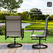 Outsunny - Patio Swivel Chair Set of 2, Swivel Rocker Outdoor Chairs with High Back, for Lawn Garden Backyard Deck, Light Grey