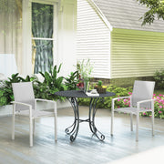 Outsunny - Set of 2 Outdoor Garden Chairs, Stackable Patio Dining Chairs with Breathable Fabric, Armrests and Backrest, Light Grey
