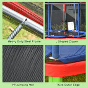 Aosom 84.75" Kids Trampoline 7 FT Indoor Outdoor Trampolines with Safety Net Enclosure Built-in Zipper Padded Covering, for Boys and Girls, Red