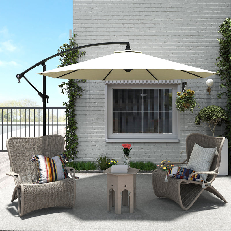 Outsunny - Φ10' Deluxe Cantilever Umbrella Outdoor Market Parasol Banana Hanging Offset Sunshade Crank Cross Base, Beige — 01-0218
