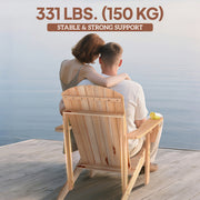 Outsunny - Classic Adirondack Chair Muskoka Chair, Garden Deck Chair with Cup Holder for Patio, Indoor, Backyard, Natural