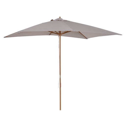 Outsunny - 7' x 10' Wooden Patio Umbrella, Rectangle Garden Parasol, Outdoor Sunshade Canopy with Bamboo Ribs for Garden, Grey