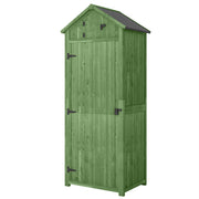 30" x 21" x 71" Garden Storage Shed, Outdoor Tool Utility Storage House with 3 Tier Shelves and Roof, Green