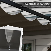 Outsunny - 10' x 10' Retractable Pergola, Garden Gazebo Shade Shelter, for Grill, Patio, Deck, Dark Grey