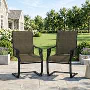 Outsunny - C Spring Motion Patio Chairs Set of 2 with Curved High Backrest, Armrest, All Weather Breathable Fabric, Metal Frame
