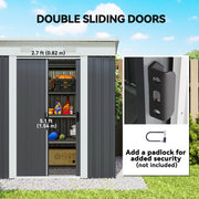 6' x 4' Outdoor Storage Shed, Metal Garden Tool Storage House Organizer with Lockable Sliding Doors and Vents for Backyard Patio Lawn, Charcoal Grey