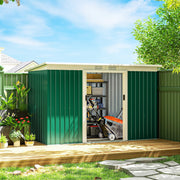 9' x 4' Garden Tool Shed Metal Storage Shed Outdoor Equipment Tool Box with Foundation Kit, Ventilation & Doors, Dark Green
