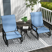 Outsunny - 3PCs Gliding Rocking Chair & Bistro Tea Table Set, Light Blue