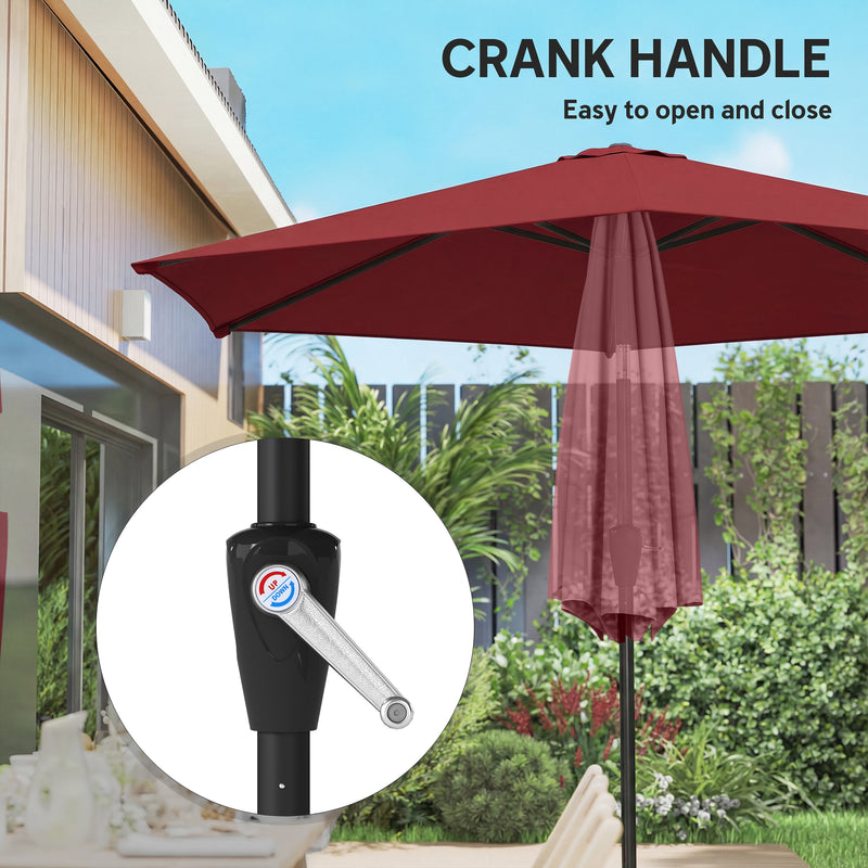 9FT Patio Umbrella, Outdoor Table Patio Umbrellith Tilt, Crank, 6 Ribs, UV Protection for Garden, Lawn, Deck, Backyard