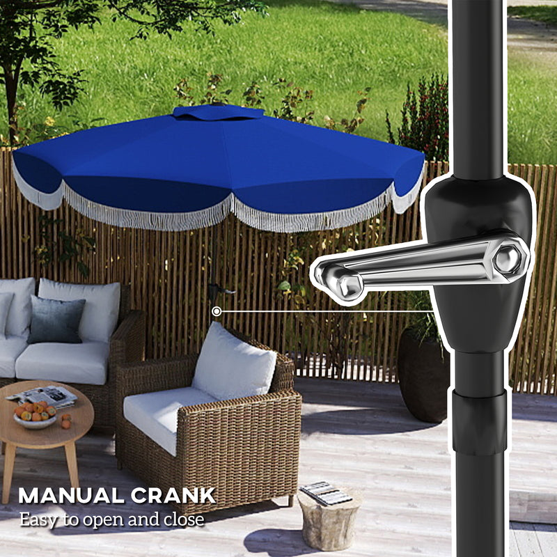 9FT Patio Umbrella Parasol, UPF 30+ Outdoor Market Umbrella with Crank, 8 Ribs, Push Button Tilt, Blue