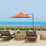8.5FT Offset Patio Umbrella with 360° Rotation, Outdoor Cantilever Roma Parasol Hanging Sun Shade Canopy Shelter with Cross Base, Orange