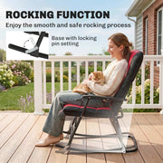 Outsunny - 3pc Patio Foldable Rocking Chair Set, Outdoor Rocking Chairs and Table Set w/ Padded Seat, Headrest, Backrest for Backyard, Garden, Red