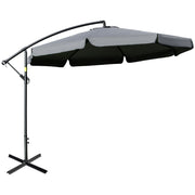 Outsunny - 11FT Offset Hanging Patio Umbrella Cantilever Umbrella with Easy Tilt Adjustment, Cross Base and 8 Ribs for Backyard, Poolside, Lawn and Garden, Dark Grey