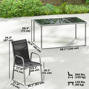 Outsunny - 7 Piece Garden Dining Set, Garden Furniture Set with Rectangle Table and 6 Stackable Chairs