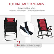 Outsunny - Folding Rocking Chair Set of 2 Padded Rockers with Armrest, Red & Black